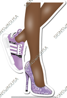 Lavender - Dark Skin Tone Women's Legs with High Heel & Tennis Shoe w/ Variants