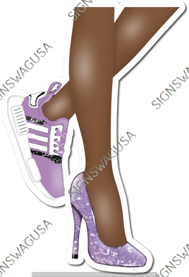 Lavender - Dark Skin Tone Women's Legs with High Heel & Tennis Shoe w/ Variants