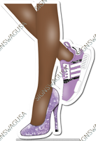 Lavender - Dark Skin Tone Women's Legs with High Heel & Tennis Shoe w/ Variants