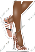 Rose Gold - Dark Skin Tone Women's Legs with High Heel & Tennis Shoe w/ Variants