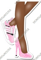 Baby Pink - Dark Skin Tone Women's Legs with High Heel & Tennis Shoe w/ Variants