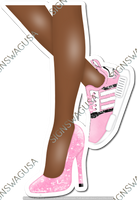 Baby Pink - Dark Skin Tone Women's Legs with High Heel & Tennis Shoe w/ Variants