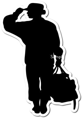 Military Female Saluting Silhouette with Bag w/ Variants