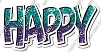 Teal & Purple Ombre with White Outline Happy Birth Day Statements w/ Variant