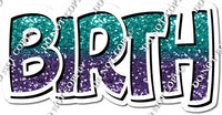 Teal & Purple Ombre with White Outline Happy Birth Day Statements w/ Variant