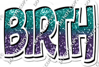 Teal & Purple Ombre with White Outline Happy Birth Day Statements w/ Variant