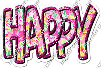 Pink Floral Happy Birth Day Statements w/ Variant