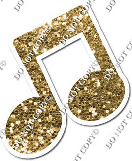 Gold Sparkle Slanted Beamed Eighth Music Note w/ Variants