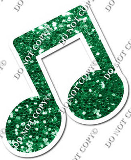 Green Sparkle Slanted Beamed Eighth Music Note w/ Variants