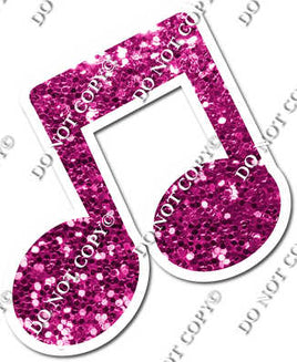 Hot Pink Sparkle Slanted Beamed Eighth Music Note w/ Variants