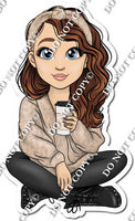 Girl with Coffee - Light Skin Tone - Brown Hair w/ Variants