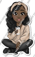 Girl with Coffee - Dark Skin Tone w/ Variants