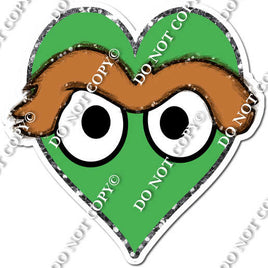 Cartoon Heart Face - Green w/ Variants