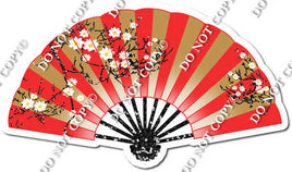 Hand Fan - Red & Gold with Cherry Blossoms w/ Variants
