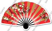 Hand Fan - Red & Gold with Cherry Blossoms w/ Variants