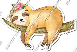 Sloth with Flower in Hair Laying on Branch w/ Variants