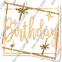 Gold Border - Champagne Happy Birthday Statement w/ Variants