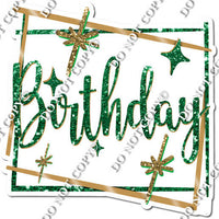 Gold Border - Green Happy Birthday Statement w/ Variants