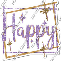 Gold Border - Lavender Happy Birthday Statement w/ Variants