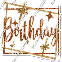 Gold Border - Orange Happy Birthday Statement w/ Variants