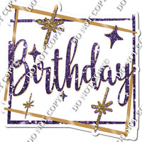 Gold Border - Purple Happy Birthday Statement w/ Variants