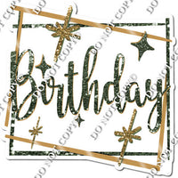 Gold Border - Sage Happy Birthday Statement w/ Variants