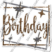 Silver Border - Chocolate Happy Birthday Statement w/ Variants