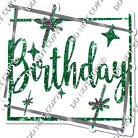Silver Border - Green Happy Birthday Statement w/ Variants