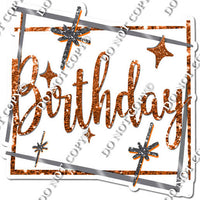 Silver Border - Orange Happy Birthday Statement w/ Variants