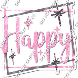 Silver Border - Baby Pink Happy Birthday Statement w/ Variants