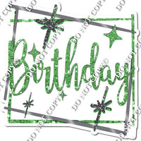 Silver Border - Lime Green Happy Birthday Statement w/ Variants