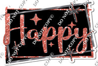 Black Background - Silver Border - Coral Happy Birthday Statement w/ Variants