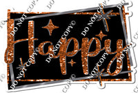 Black Background - Silver Border - Orange Happy Birthday Statement w/ Variants