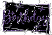 Black Background - Silver Border - Purple Happy Birthday Statement w/ Variants