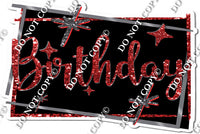 Black Background - Silver Border - Red Happy Birthday Statement w/ Variants