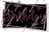 Black Background - Silver Border - Burgundy Happy Birthday Statement w/ Variants