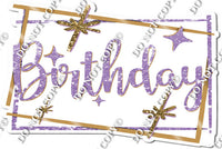 Gold Border - Lavender Happy Birthday Statement w/ Variants