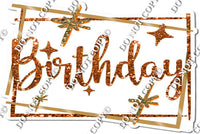 Gold Border - Orange Happy Birthday Statement w/ Variants