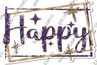 Gold Border - Purple Happy Birthday Statement w/ Variants