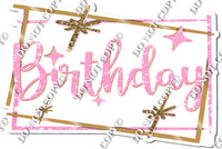 Gold Border - Baby Pink Happy Birthday Statement w/ Variants