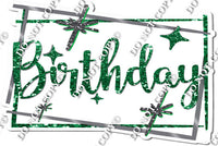Silver Border - Green Happy Birthday Statement w/ Variants