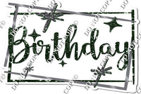 Silver Border - Hunter Green Happy Birthday Statement w/ Variants