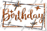 Silver Border - Orange Happy Birthday Statement w/ Variants