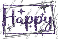 Silver Border - Purple Happy Birthday Statement w/ Variants
