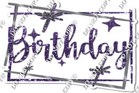 Silver Border - Purple Happy Birthday Statement w/ Variants