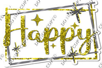 Silver Border - Yellow Happy Birthday Statement w/ Variants