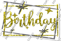 Silver Border - Yellow Happy Birthday Statement w/ Variants