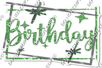 Silver Border - Lime Green Happy Birthday Statement w/ Variants