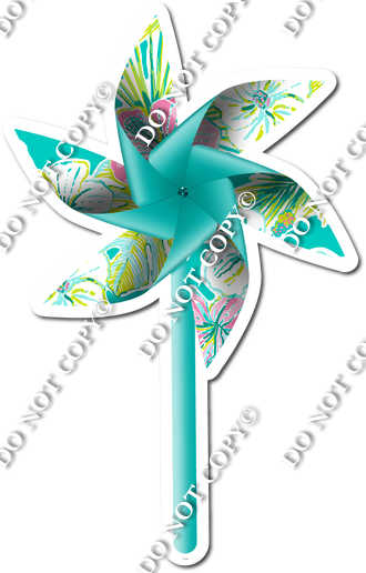 Teal Floral - Pinwheel| Sign Swag USA