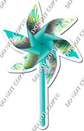 Teal Floral - Pinwheel w/ Variants